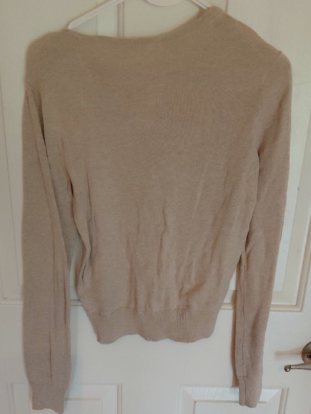 Light Taupe Knit Cardigan Sweater - Neutral Women Tops - Picture 2 of 4